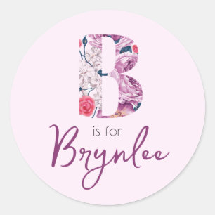 B is for Brynlee Stickers Baby Girl Name Reveal