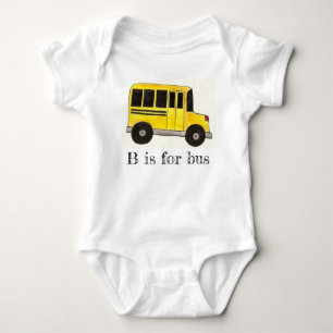 B is for Bus Yellow School Bus Education Alphabet Baby Bodysuit