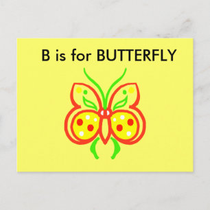 "B" is for Butterfly Alphabet Flashcard Postcard