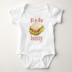 B is for Butty Chip Shop Sandwich UK British Food Baby Bodysuit