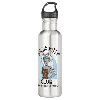 B K!TTY CLUB Girl Blue Leopard Water Bottle