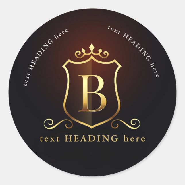 B - Letter Monogram Round Sticker (Front)
