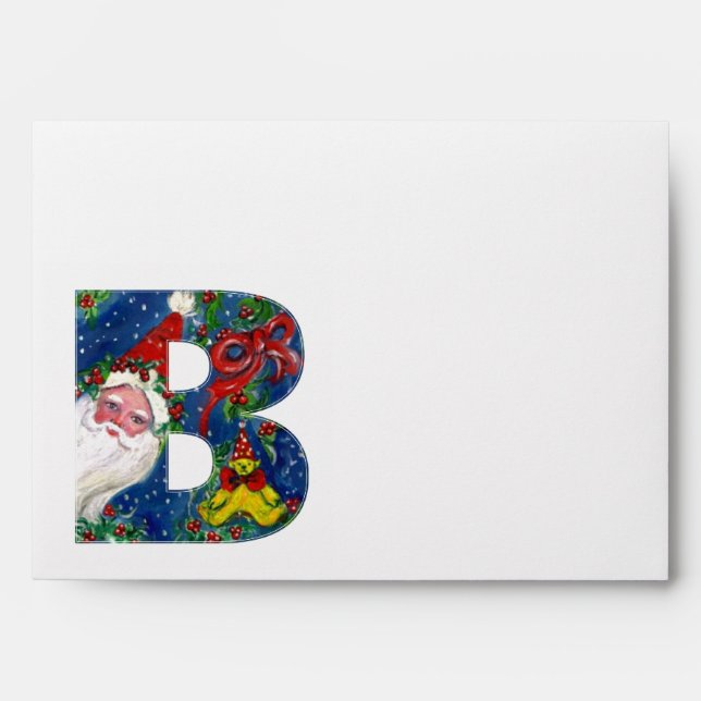 B LETTER / SANTA CLAUS WITH RED RIBBON MONOGRAM ENVELOPES (Front)