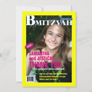 B Mitzvah Magazine Thank You Card, B’Not