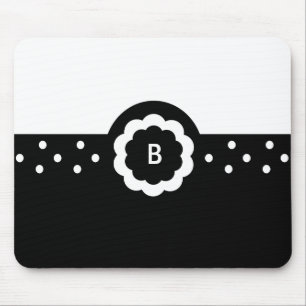 B :: Monogram B Dotted Black & White Mousepad