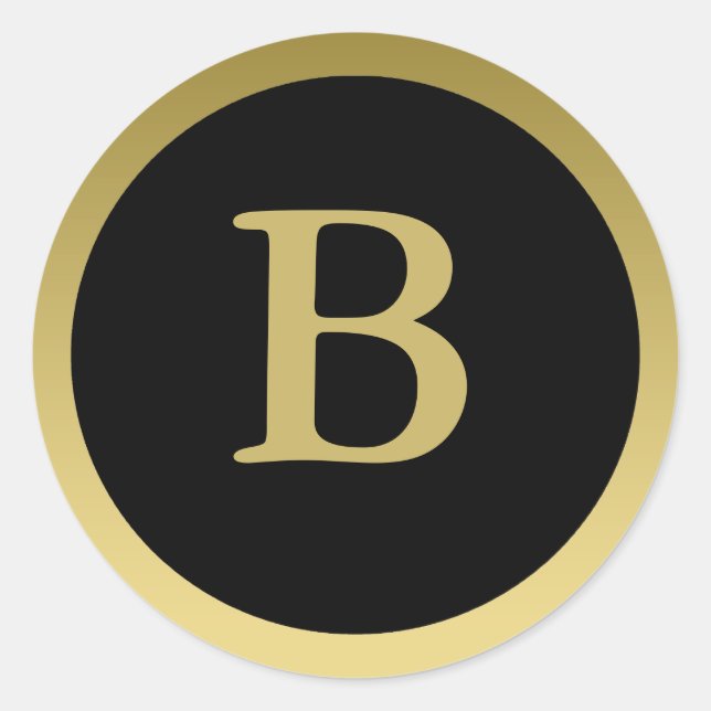 B :: Monogram B Elegant Gold and Black Stickers (Front)