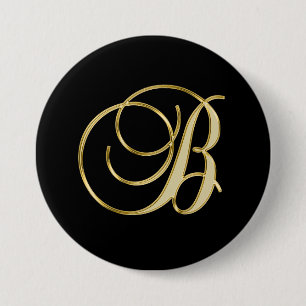 B Monogram B gold script 7.5 Cm Round Badge