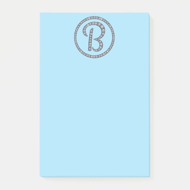 B Monogram bling ring Post-It note pad (Front)