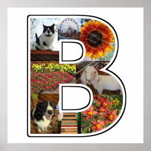 B Monogram Create Your Own 8 Custom Photo Collage Poster