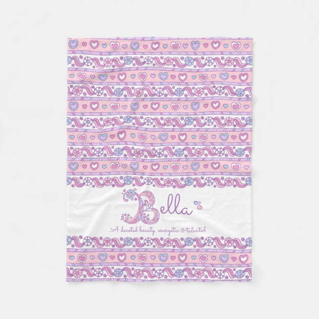 B monogram custom name meaning Bella blanket (Front)