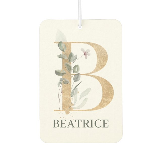 B Monogram Floral Personalised Car Air Freshener (Front)