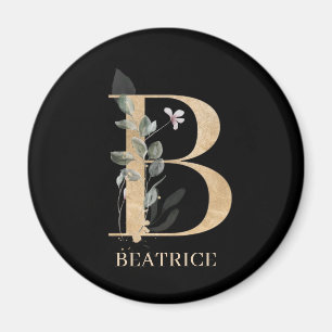 B Monogram Floral Personalised Magnet