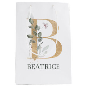 B Monogram Floral Personalised Medium Gift Bag