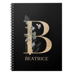 B Monogram Floral Personalised Notebook