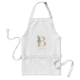 B Monogram Floral Personalised Standard Apron