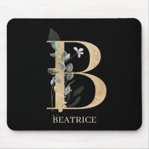 B Monogram Floral Personalized Mouse Mat