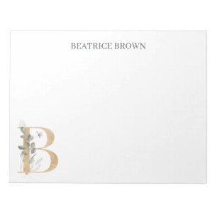 B Monogram Floral Personalized Notepad