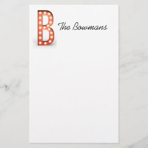 B Monogram Marquee Bulb Personalise Stationery
