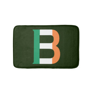 B Monogram overlaid on Irish Flag bmcnt Bath Mat