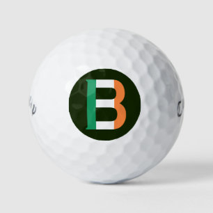 B Monogram overlaid on Irish Flag cwb gbt Golf Balls