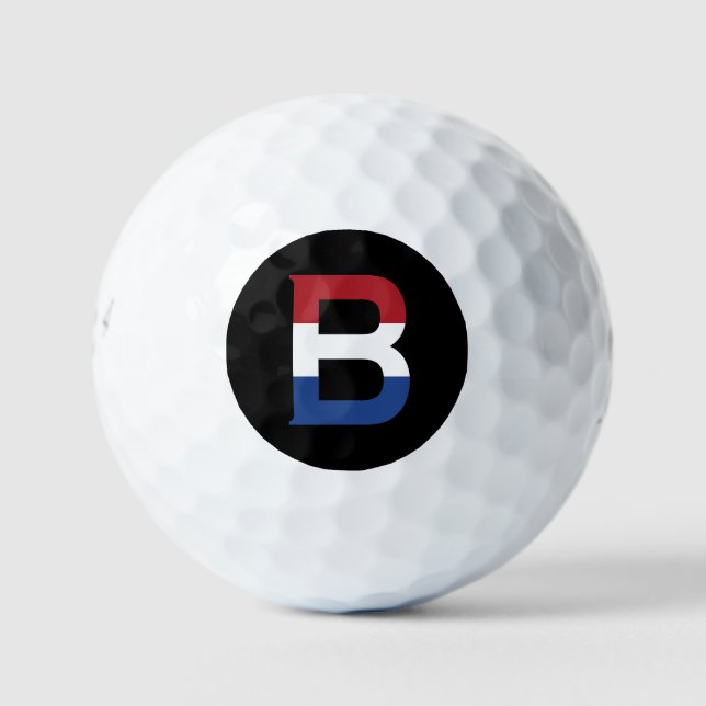 B Monogram overlaid on NLD Flag on bk be6 gbcnt Golf Balls (Front)