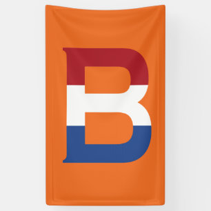 B Monogram overlaid on NLD flag on or bnrcnt Banner