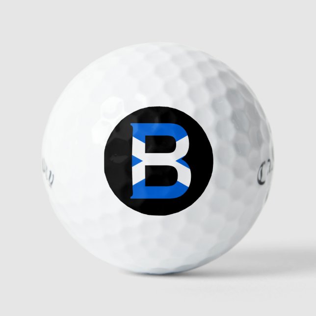 B Monogram overlaid on Scottish Flag css gbcnt Golf Balls (Front)