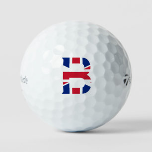 B Monogram overlaid on Union Jack Flag tmtp5 gbt Golf Balls