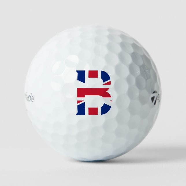 B Monogram overlaid on Union Jack Flag tmtp5 gbt Golf Balls (Front)
