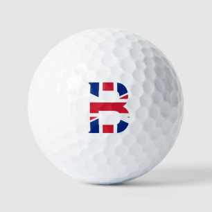 B Monogram overlaid on Union Jack Flag va gbcnt Golf Balls
