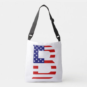 B Monogram overlaid on USA Flag cbbcn Crossbody Bag