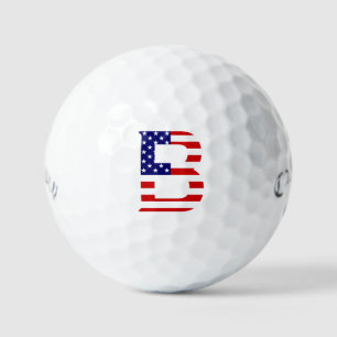 B Monogram overlaid on USA Flag css gbt Golf Balls