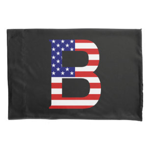 B Monogram overlaid on USA Flag pccnt Pillowcase
