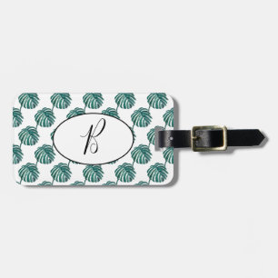 B Monogram Palm Print Turquoise Luggage Tag