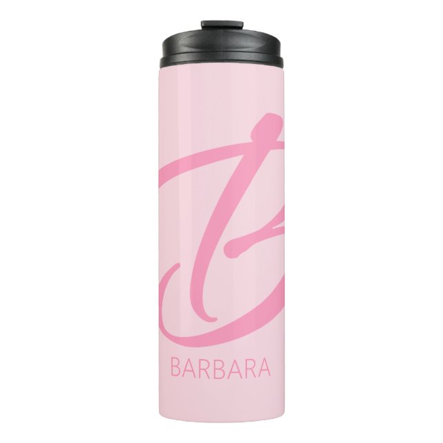 B Monogram Personalised Pink Thermal Tumbler (Front)