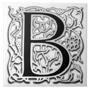 B Monogram "Silver Besque" Ceramic Tile