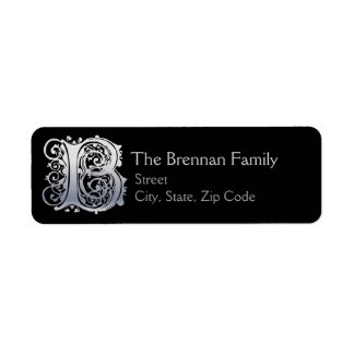 B Monogram "Silver Lace" design Address Lables