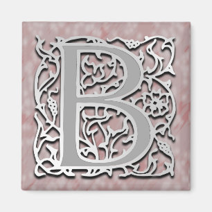 B Monogram "Silver Stone" Square Magnet