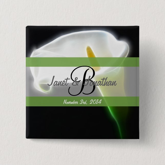 B Monogram with an Elegant Calla Lily Button (Front)