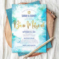 B’nai Mitzvah Gold Turquoise Watercolor 2 Venue