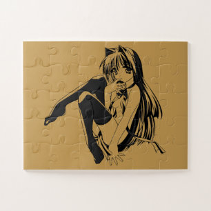 B, Neko, catgirl, nekomimi, lolita, Furry, Girl    Jigsaw Puzzle