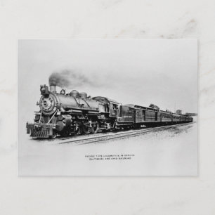 B&O Locomotive in Service Postcard