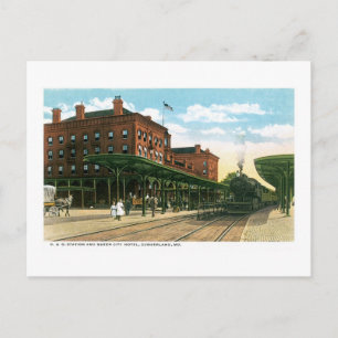 B&O Station & Queen City Hotel, Cumberland, MD Postcard