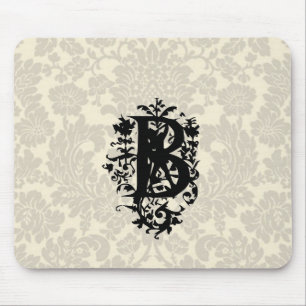"B" Ornate Baroque Monogram Mouse Mat