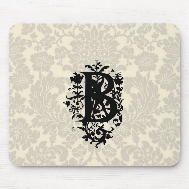 "B" Ornate Baroque Monogram Mouse Mat (Front)