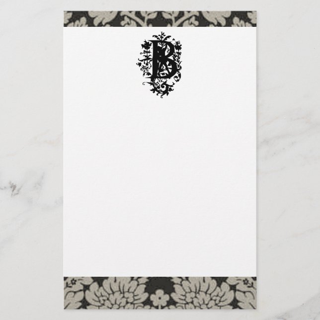 "B" Ornate Baroque Monogram Stationery (Front)