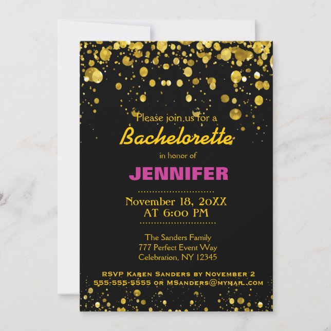 B Party | Black and Gold Invitation (Front)