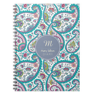B Persian  Boteh Paisley Pattern Monogram Diary N Notebook