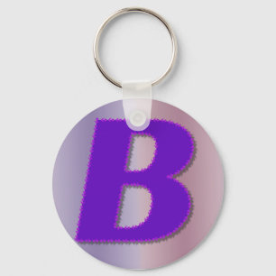 B purple monogram key ring