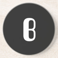 "B", red & white check monogram on white